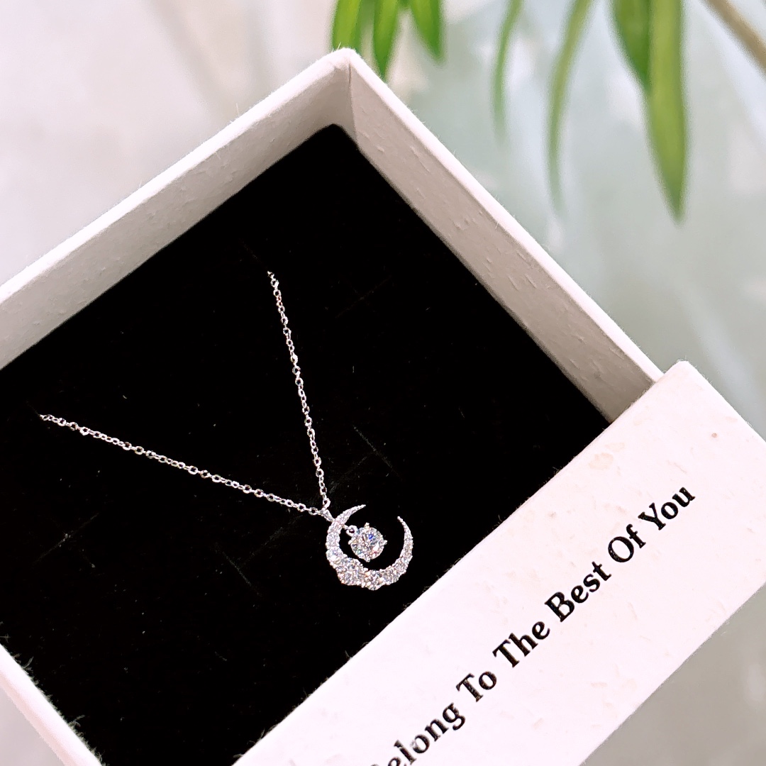 Nickel Free Silver Moissanite Necklace Pure Anniversary Silver