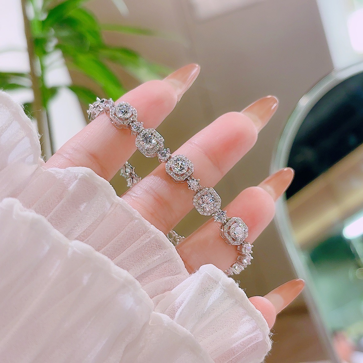 925 Silver Moissanite Bracelet Fresh Gift for Her Gold