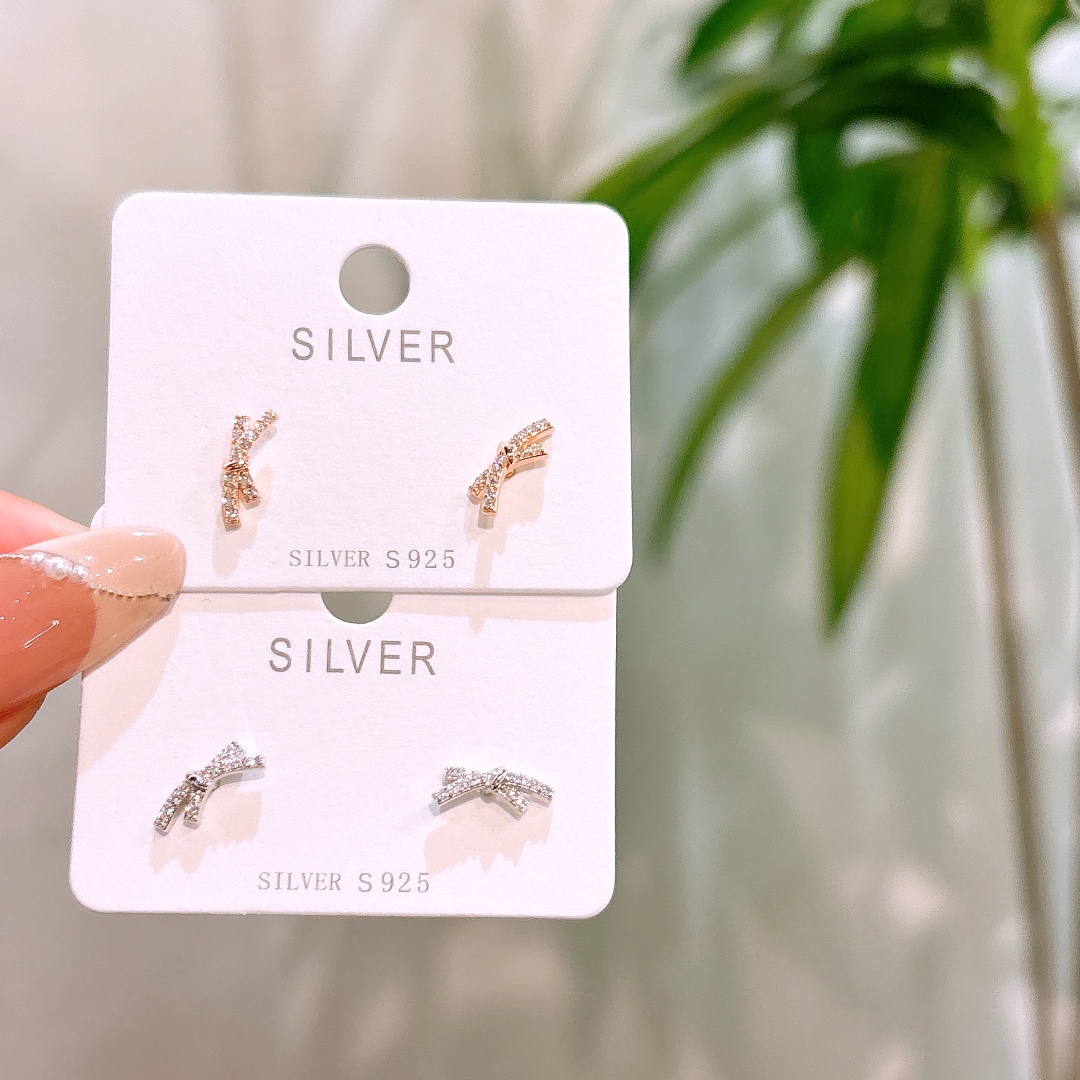 S925 Sterling Silver Earrings Intellectual Proposal Gold