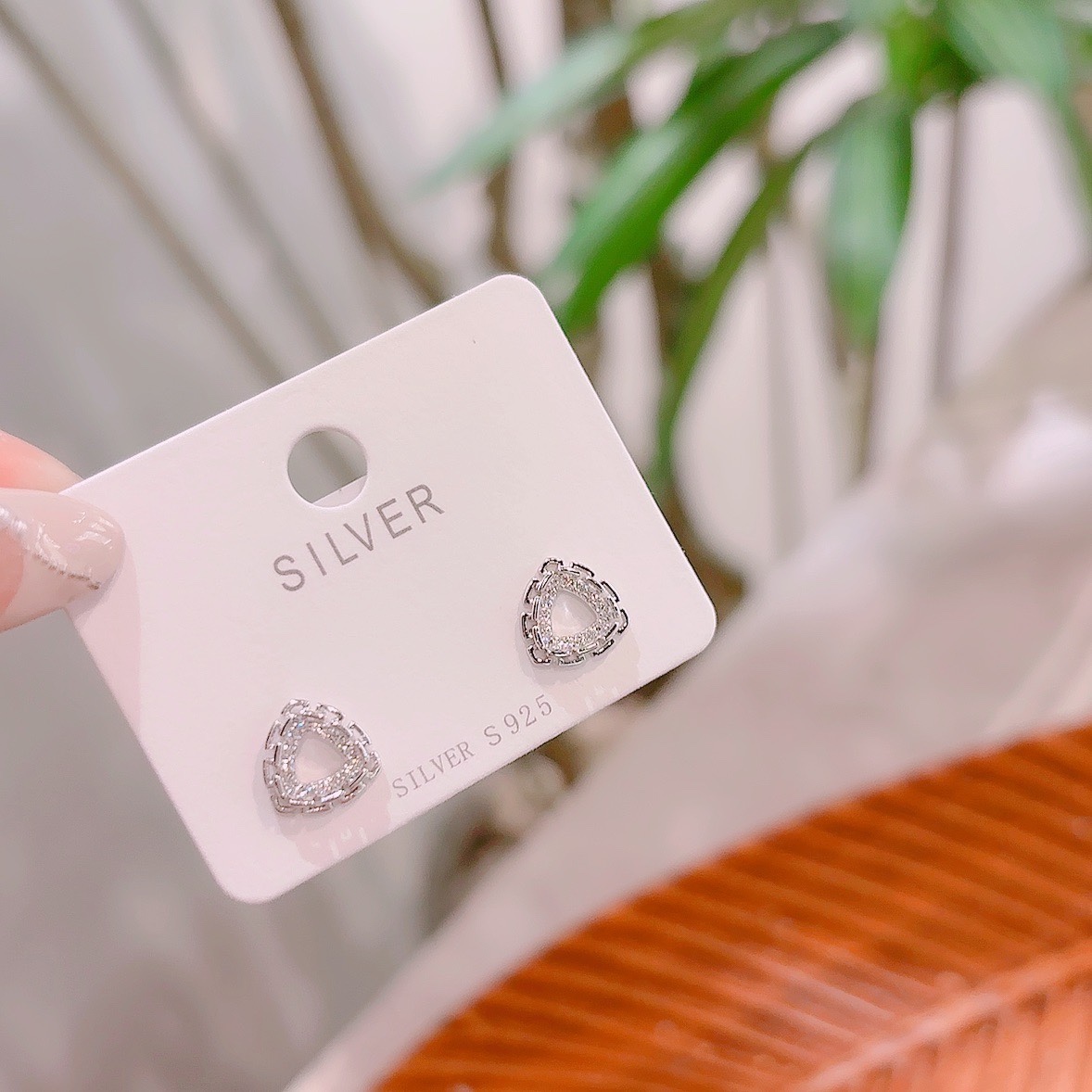 S925 Sterling Silver Earrings Sweet Wedding Registration Silver