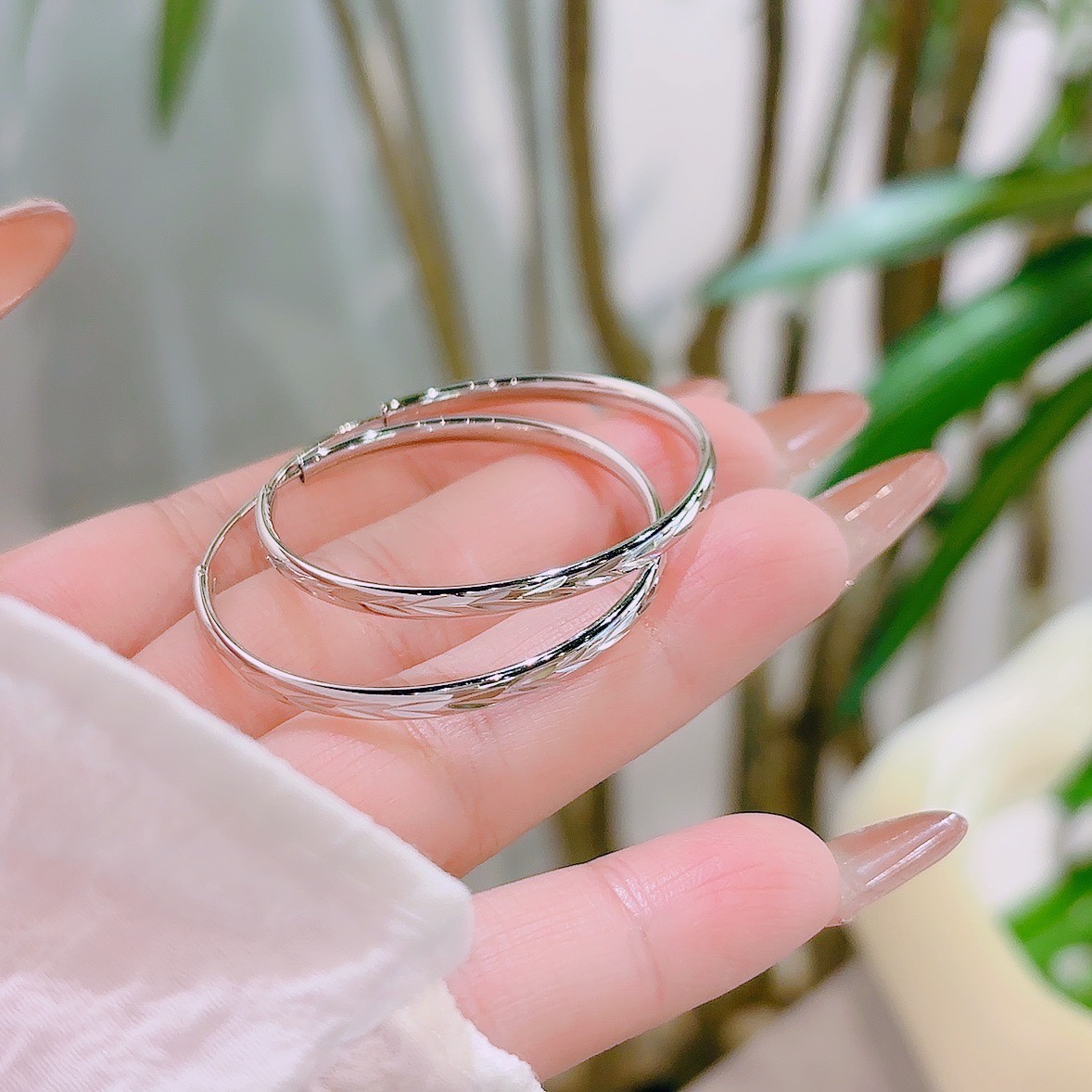 High Polish Silver Hoop Earrings Sweet Valentine's Day Gold