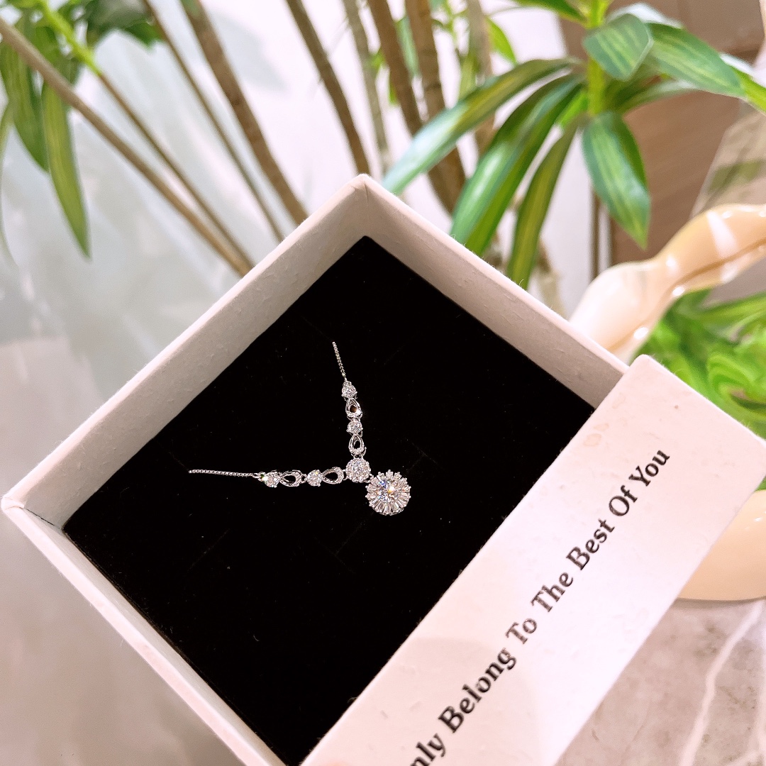 Massivsilber Moissanit Kette Mode Geburtstag Silber