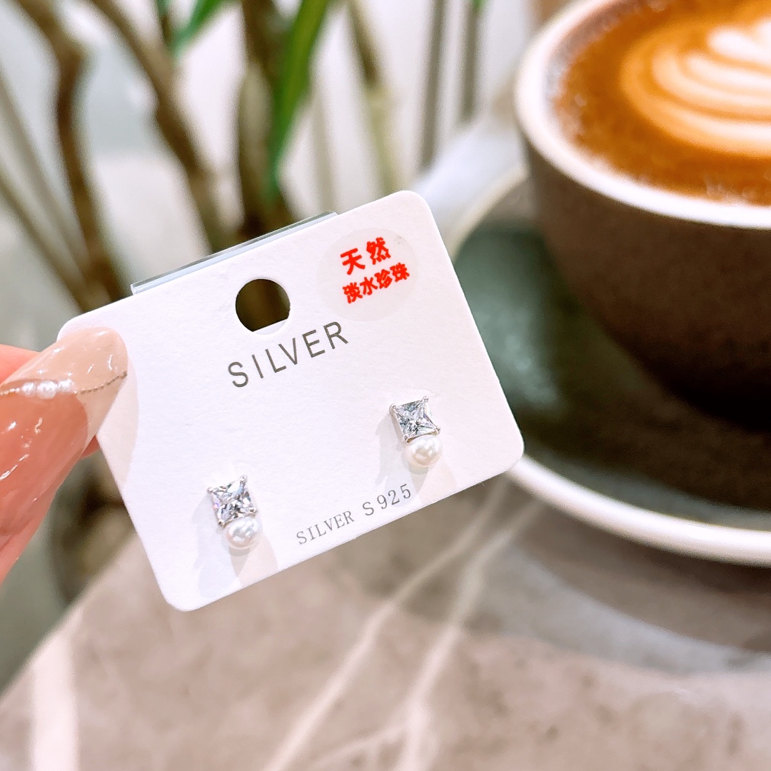 Solid Silver Freshwater Pearl Studs Delicate Workplace Silver