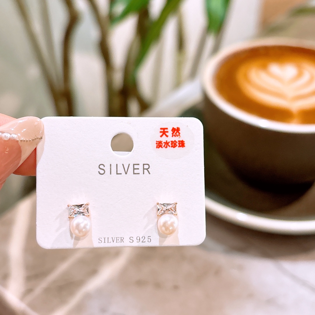 Fine Silver Freshwater Pearl Studs Dainty New Year Silver