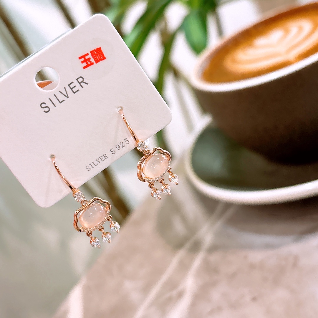 精巧S925スターリングシルバードロップ＆スレッドイヤリングゴールド 婚約