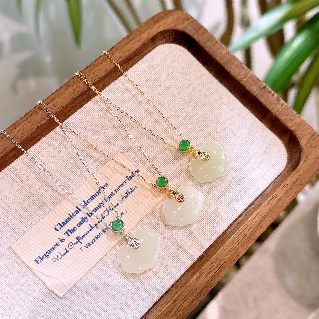 925 Silver Hetian Jade Necklace Ultra Minimal Teacher's Day Silver