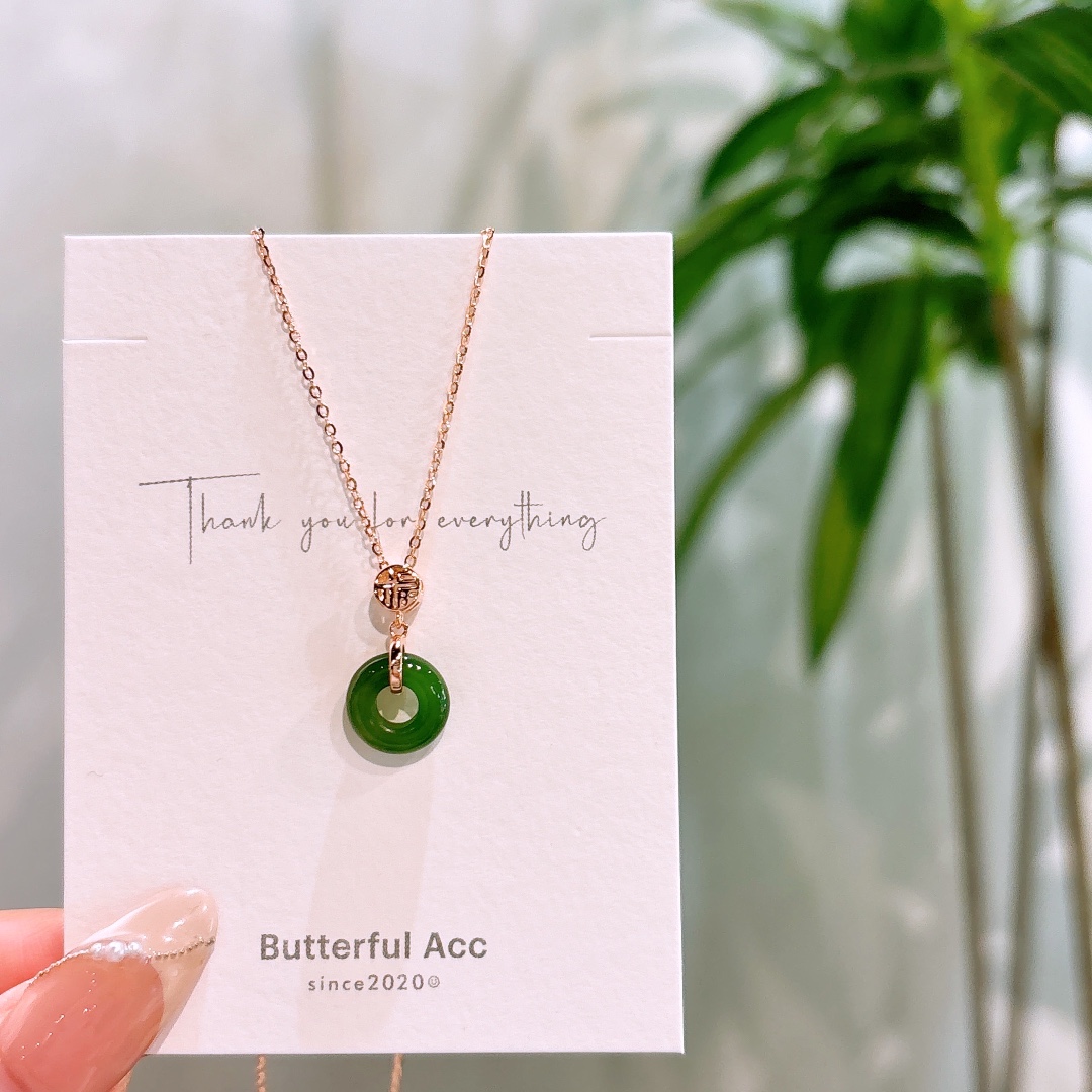 S925 Sterling Silver Jasper Necklace Ultra Minimal Spring Festival