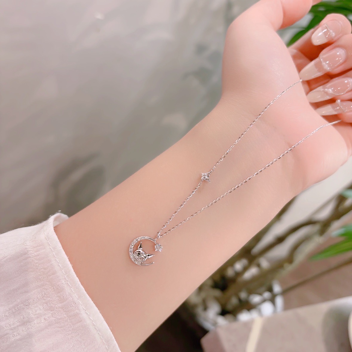 925 Silber Moissanit Kette Schick Büro Gold