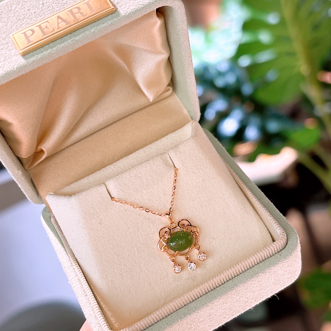 S925 Sterling Silver Jasper Necklace Ins Style Date Night Gold