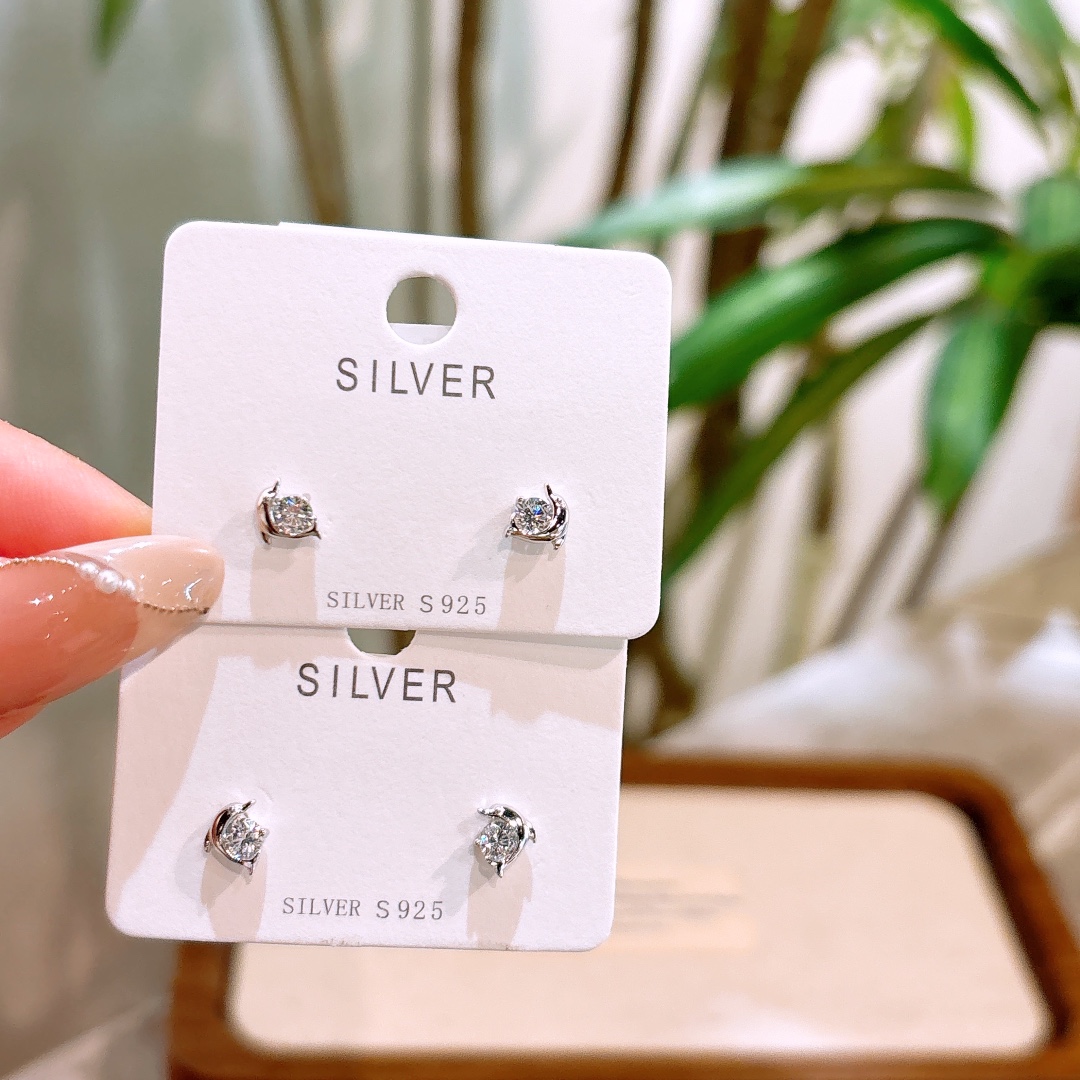 S925 Sterling Silver Earrings French Birthday Gold