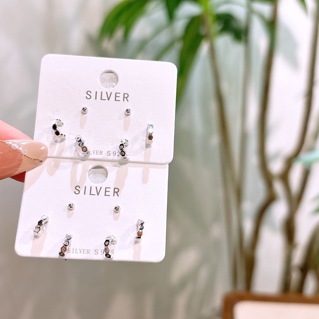 High Polish Silver Earrings Korean Style Wedding Gold