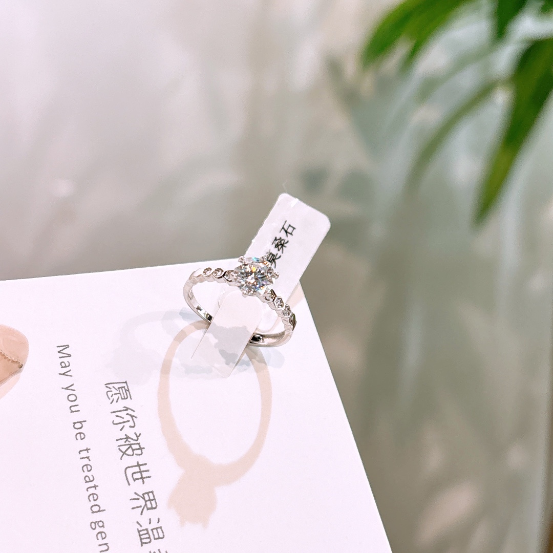 S925 Sterling Silver Moissanite Ring Cute Mother's Birthday Gold