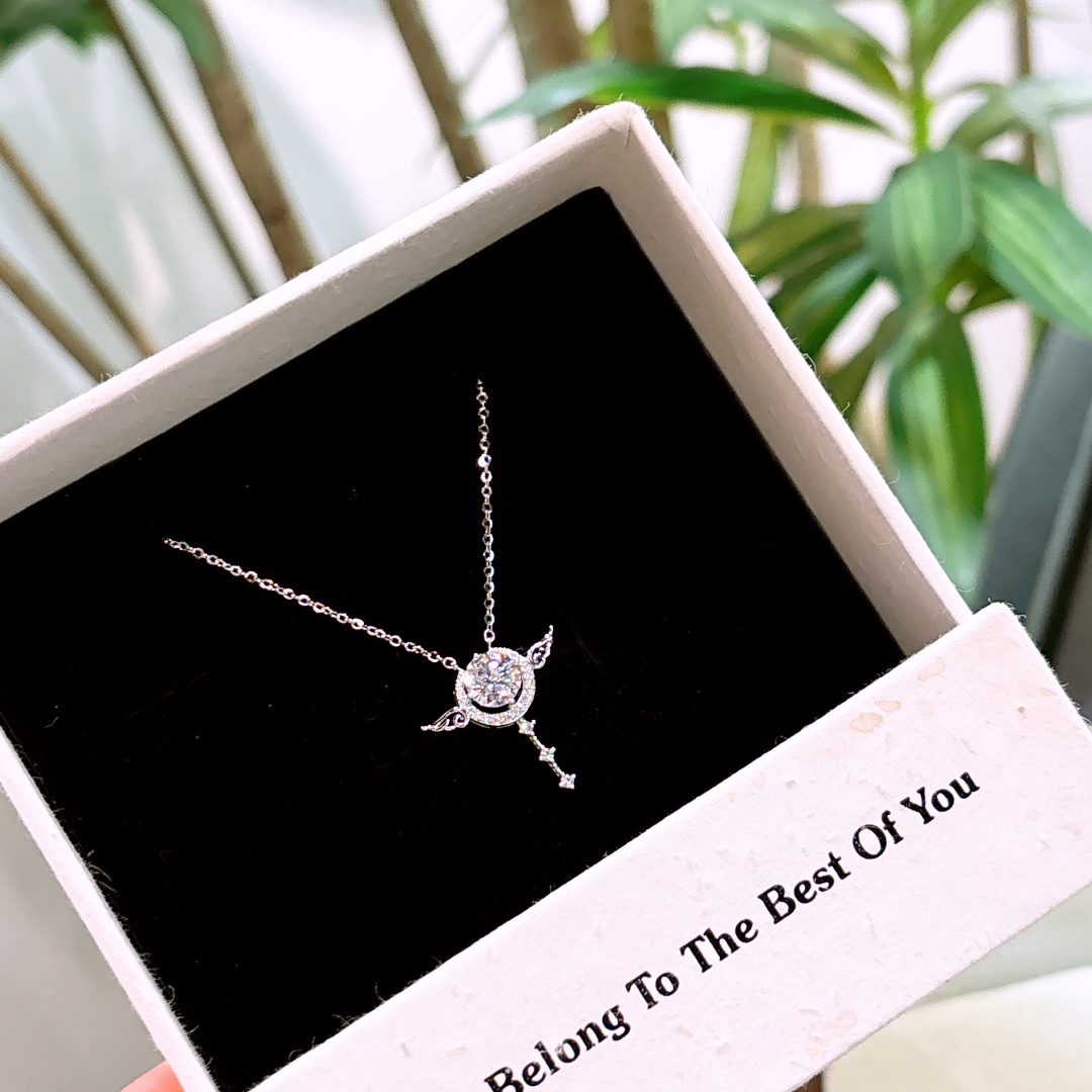 S925 Sterlingsilber Moissanit Kette Süß Geburtstag Gold