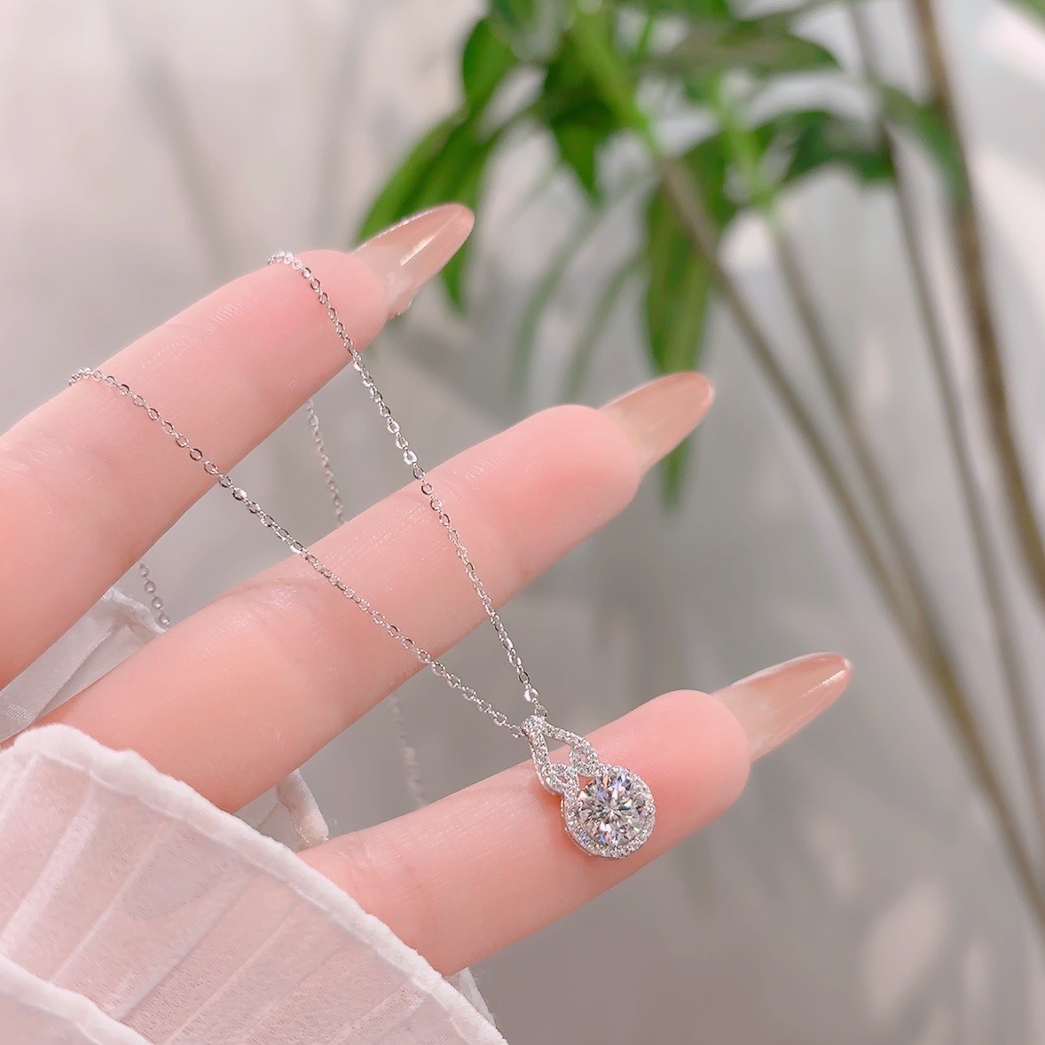 925 Silber Moissanit Kette Sanft Muttertag Gold