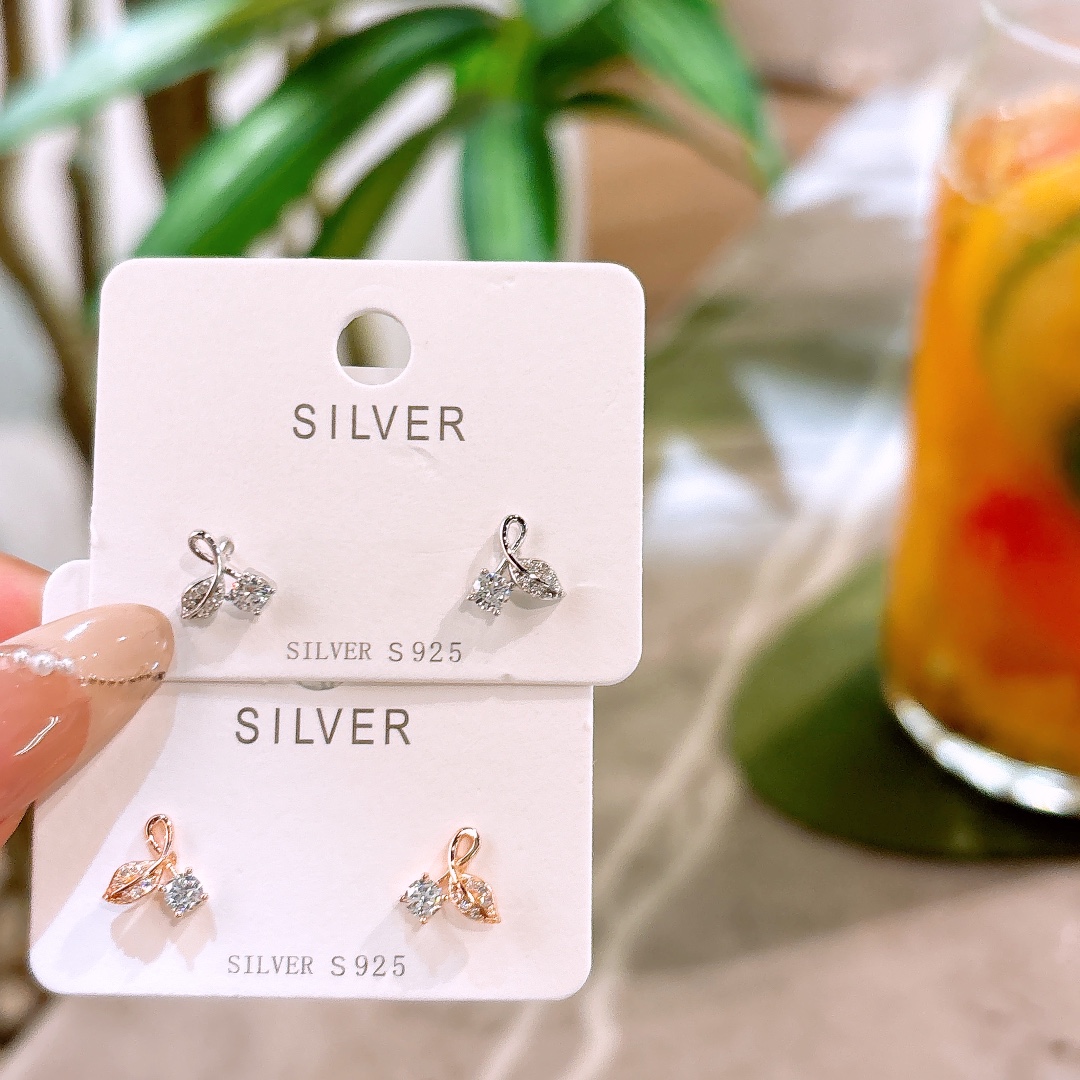 925 Silver Earrings Premium Engagement Gold