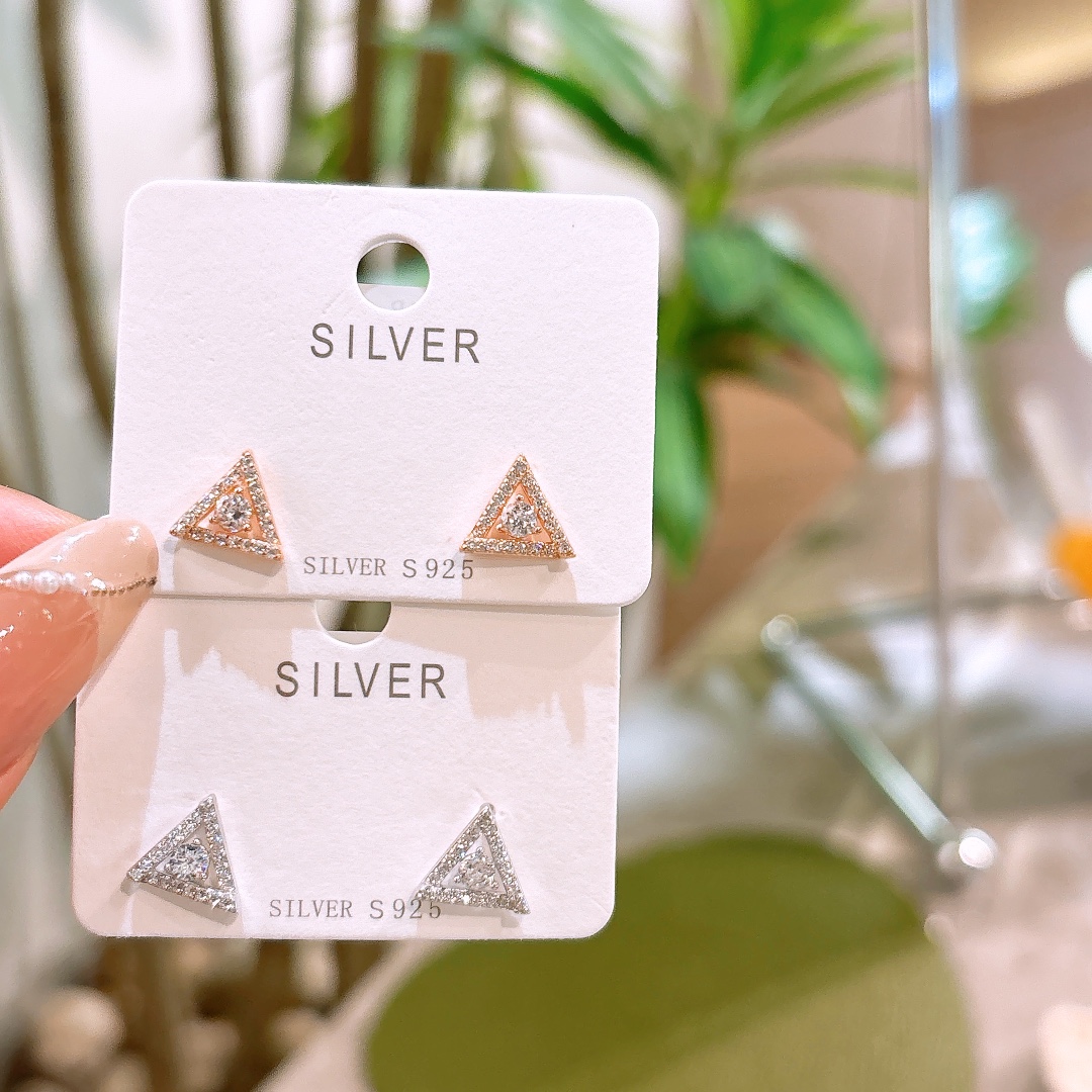 Solid Silver Earrings Ins Style Wedding Gold