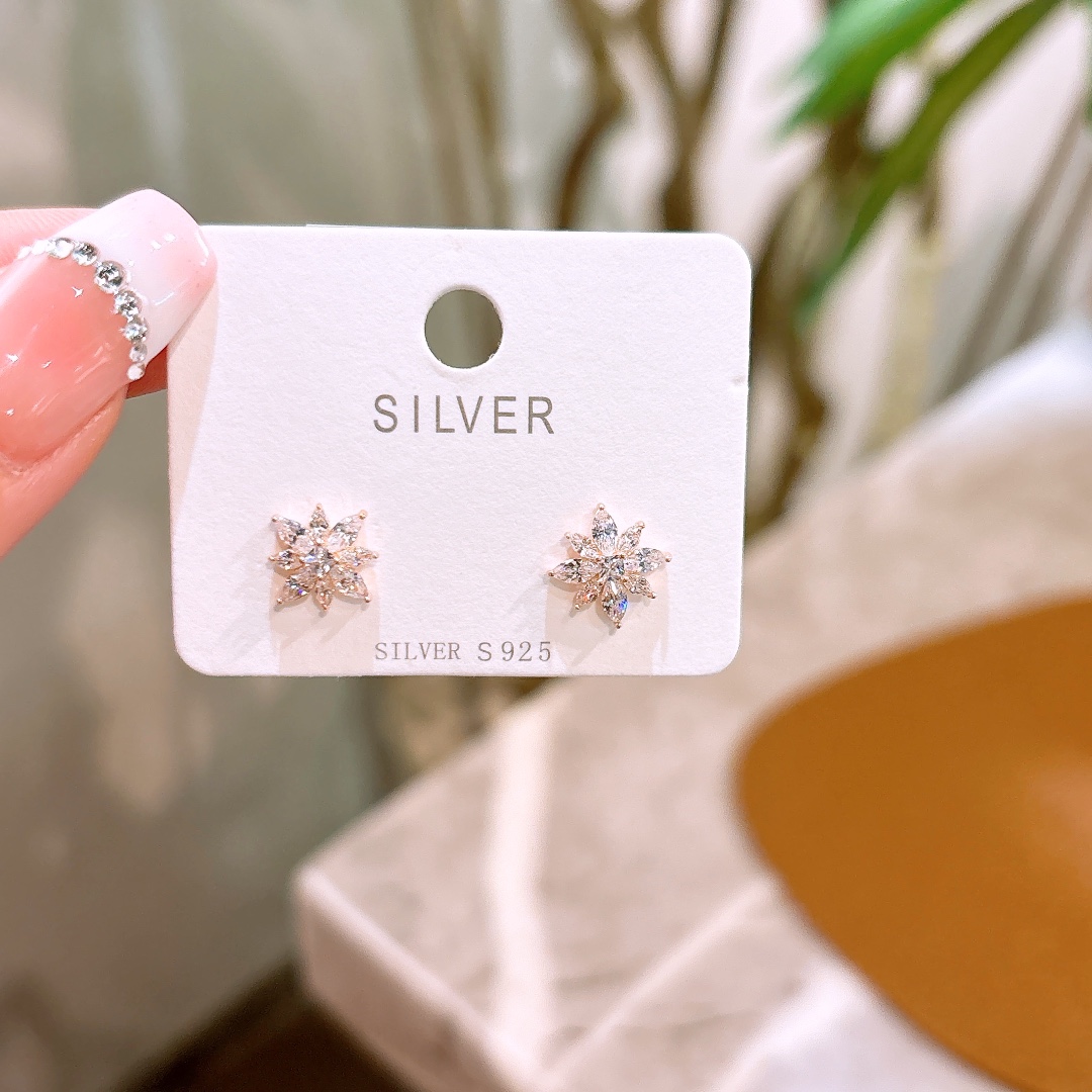 S925 Sterling Silver Earrings Girly Everyday Wear Silver