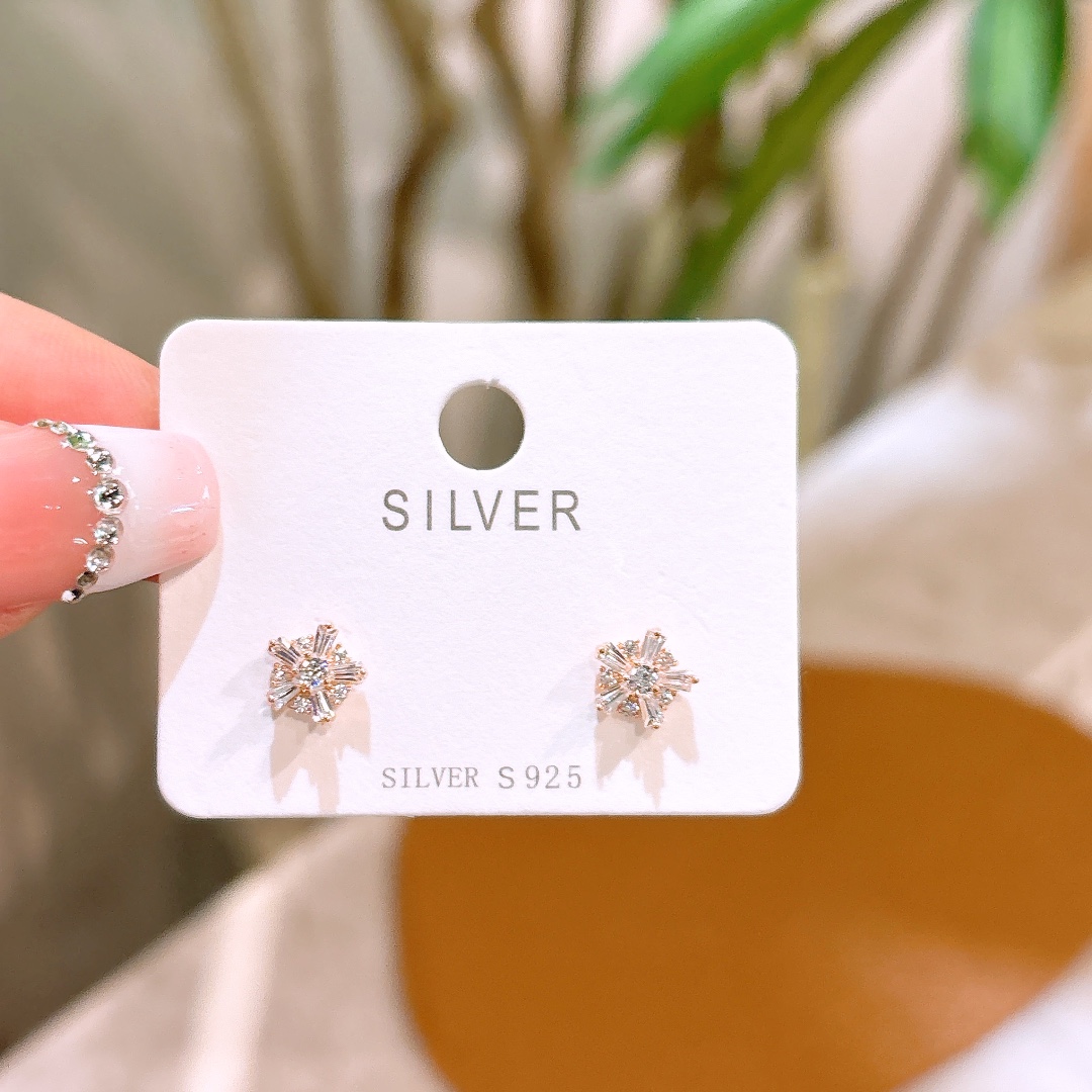 Nickel Free Silver Earrings Korean Style Party Silver