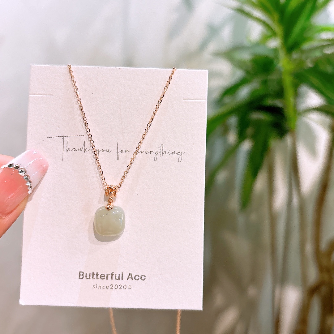 925 Silver Hetian Jade Necklace Sweet Self-love Gold