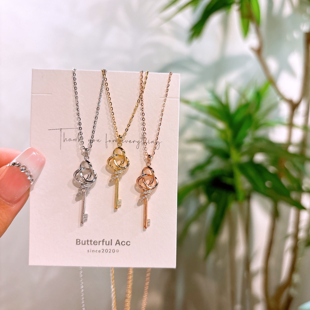 S925 Sterling Silver Necklace Elegant Engagement Gold