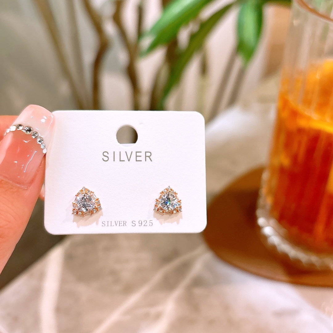 Solid Silver Earrings Forest Everyday Wear Gold