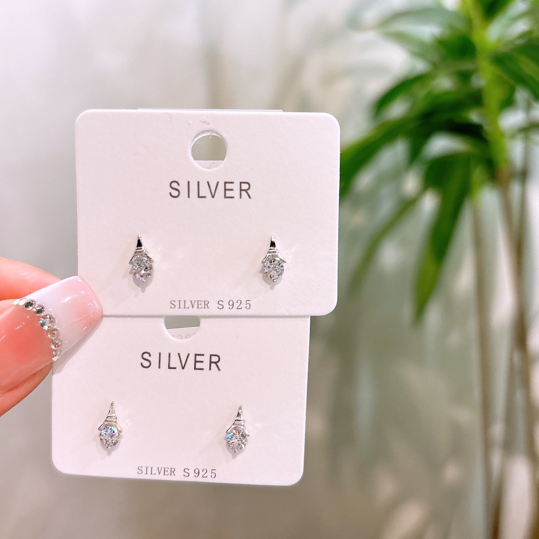 925 Silver Earrings Korean Style Housewarming Gold