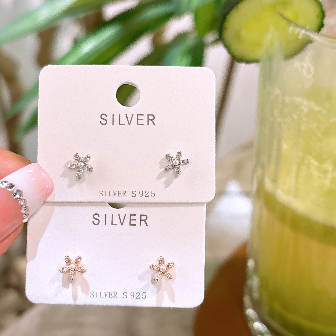 925 Silver Earrings Delicate Party Gold