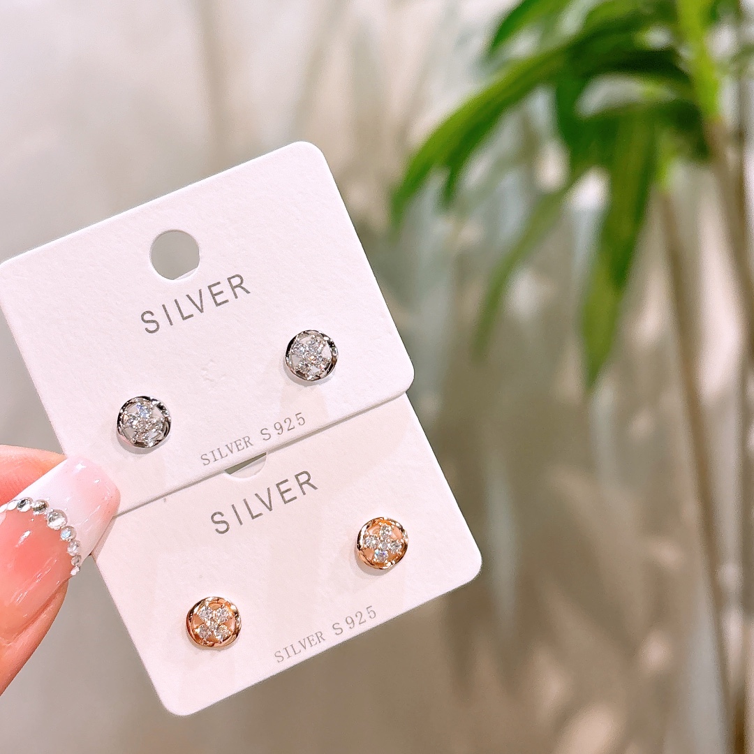 Nickel Free Silver Earrings Korean Style Wedding Registration Gold