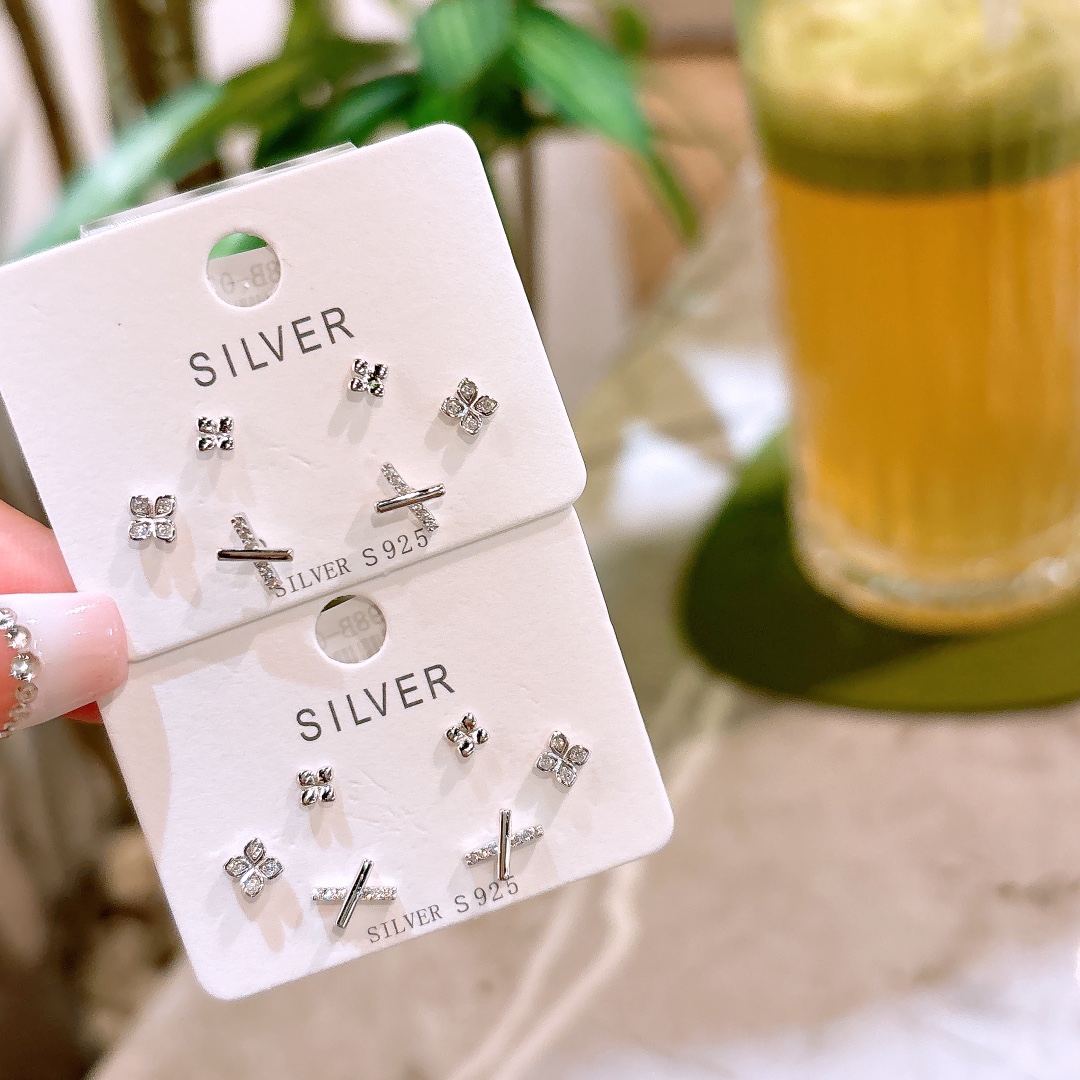 Hochglanzpoliertes Silber Ohrringe Minimalistisch Büro Silber