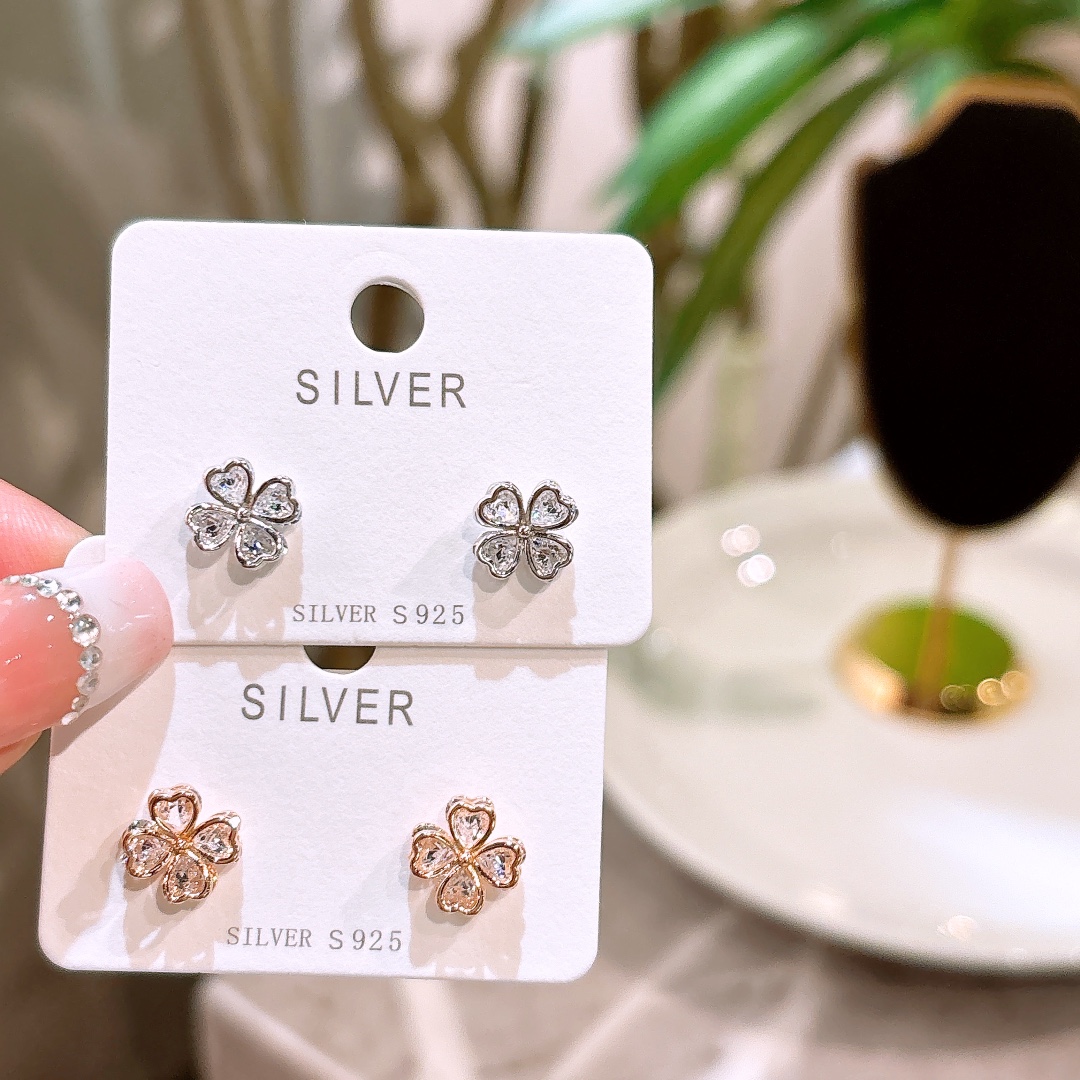 S925 Sterling Silver Earrings Dainty Wedding Gold