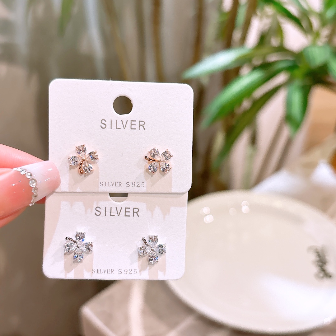 Solid Silver Earrings Romantic Annual Party Silver