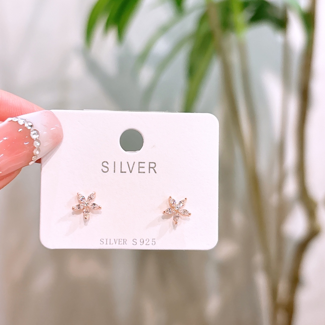 High Polish Silver Earrings Light Luxury Banquet Gold