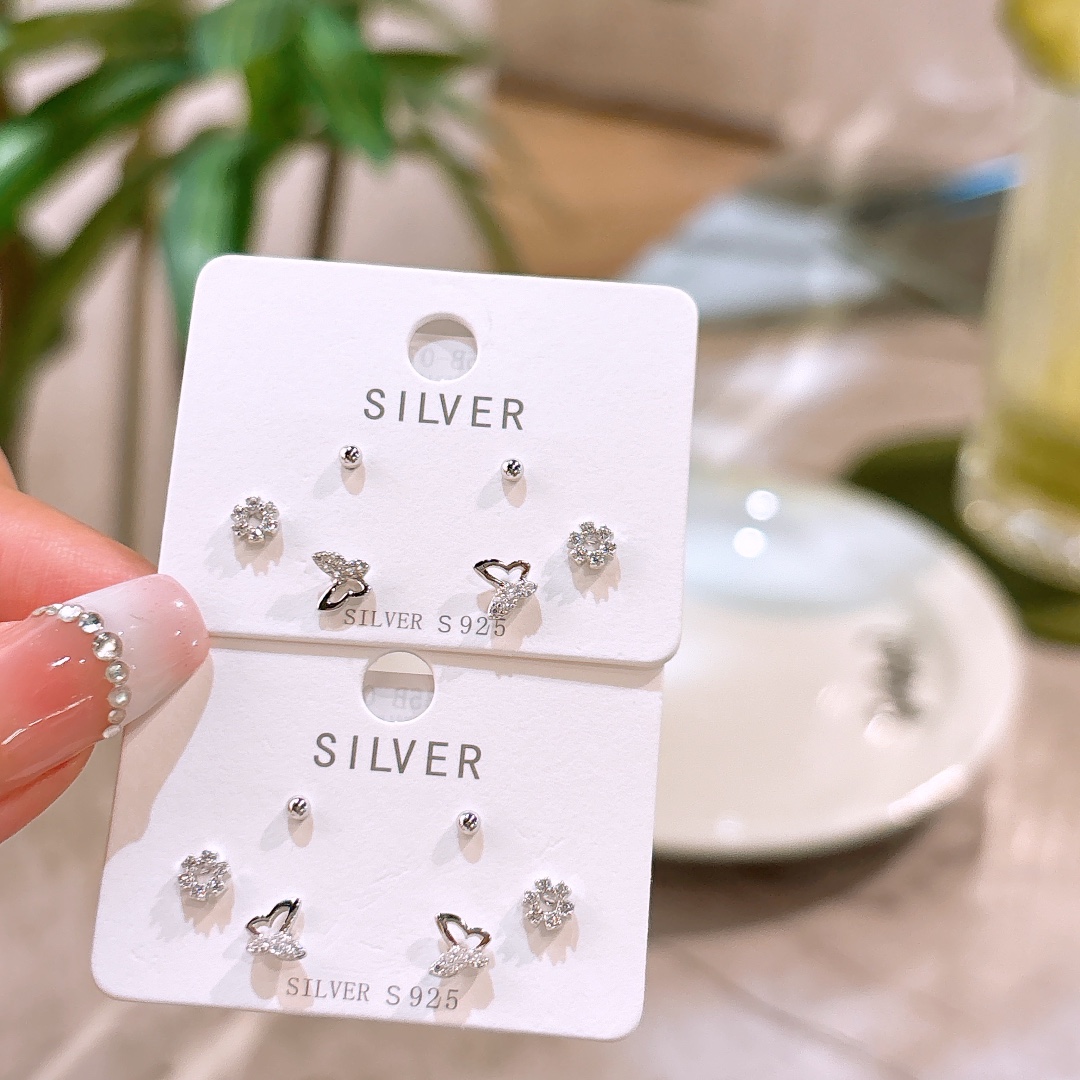 Low Allergy Silver Earrings Korean Style Everyday Wear Silver