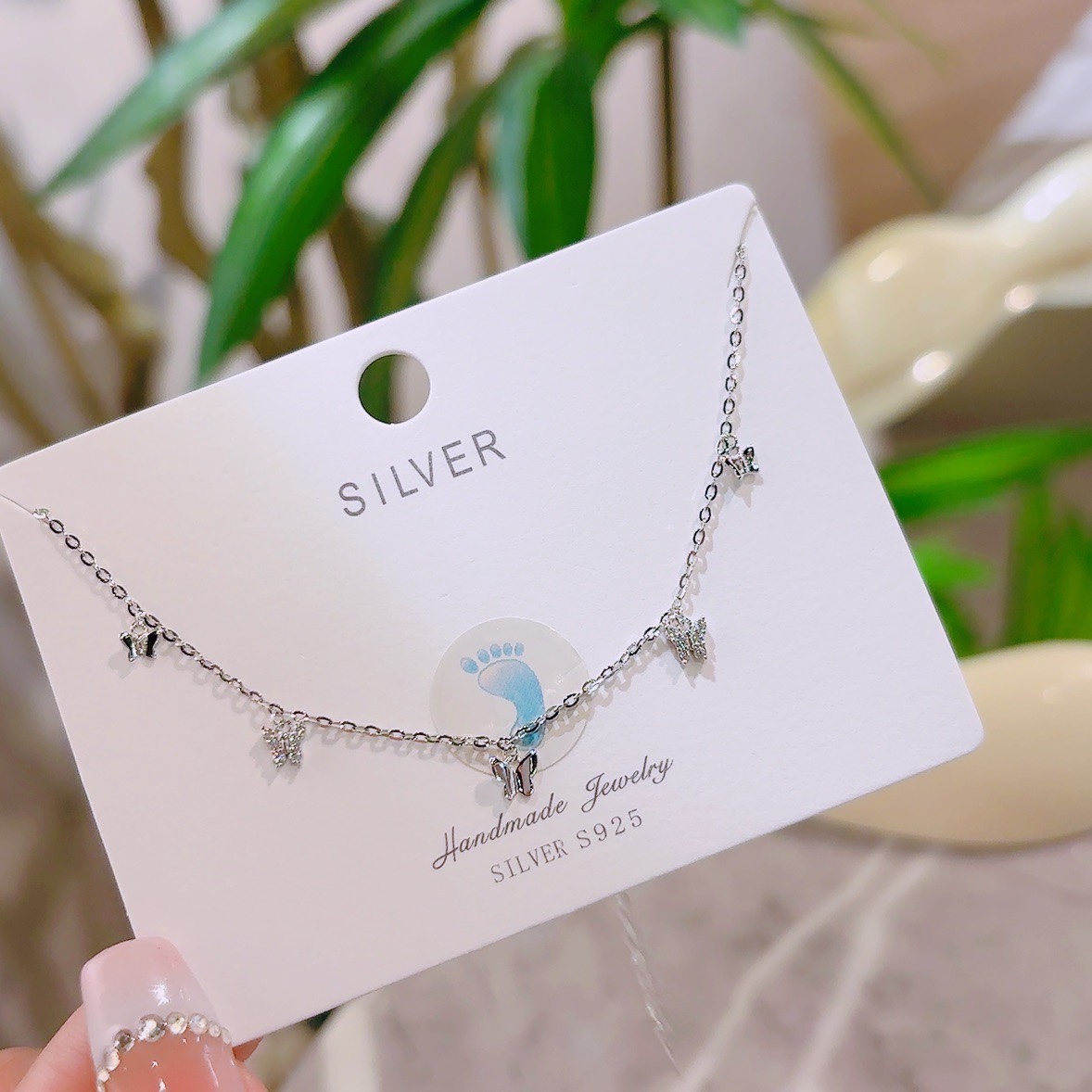 High Polish Silver Anklet French Teacher's Day Gold