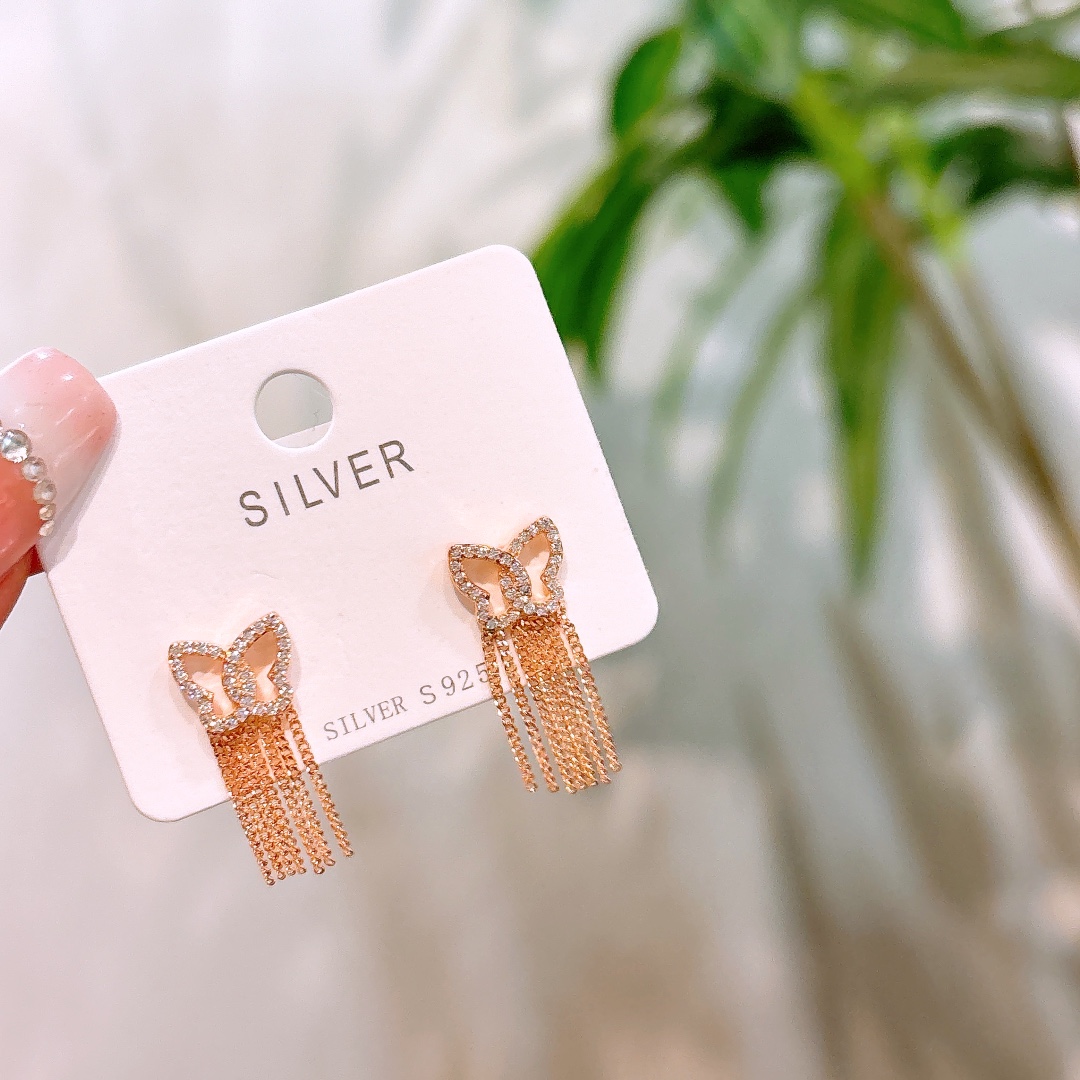 Low Allergy Silver Earrings Light Luxury Party Gold