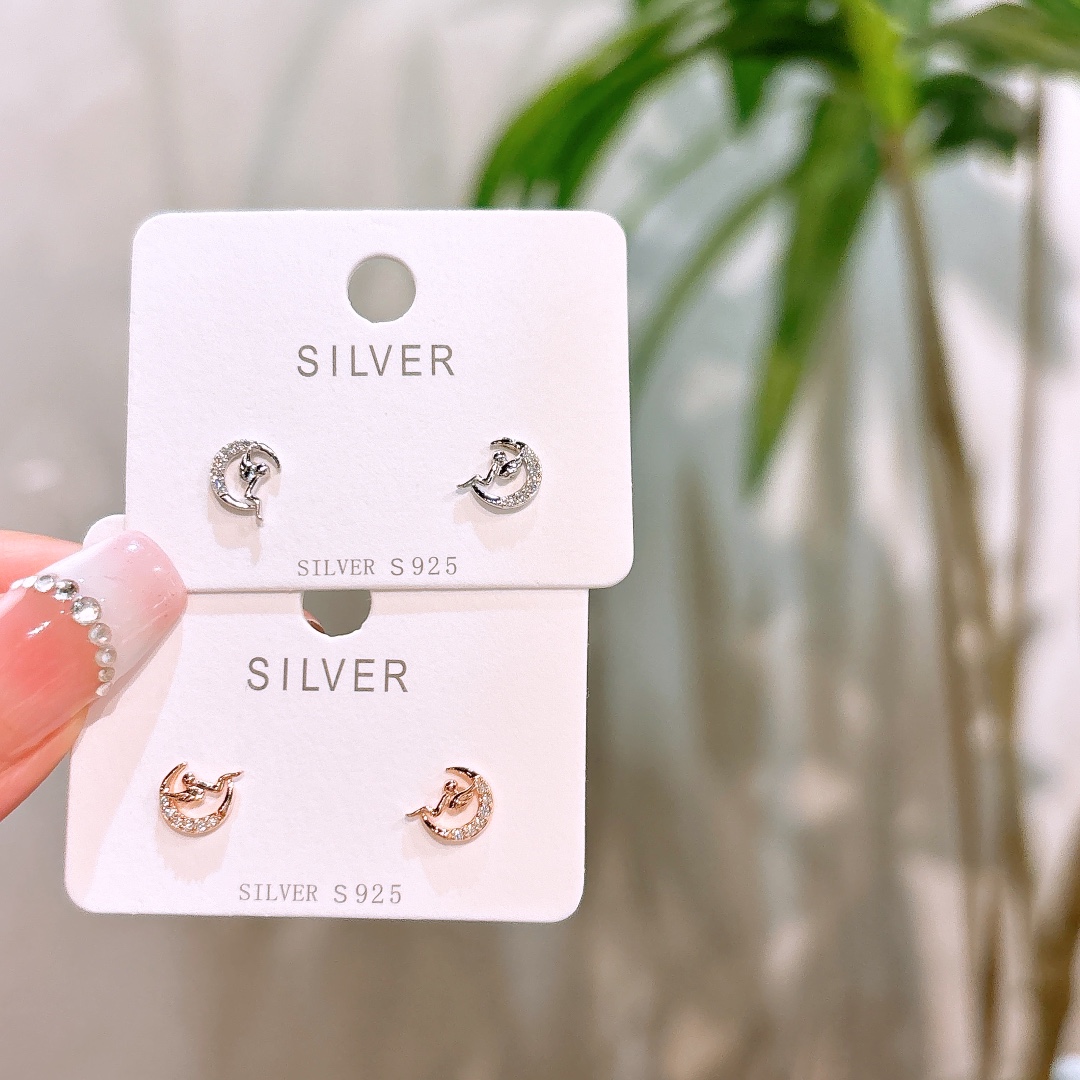 Fine Silver Earrings French Travel Gold