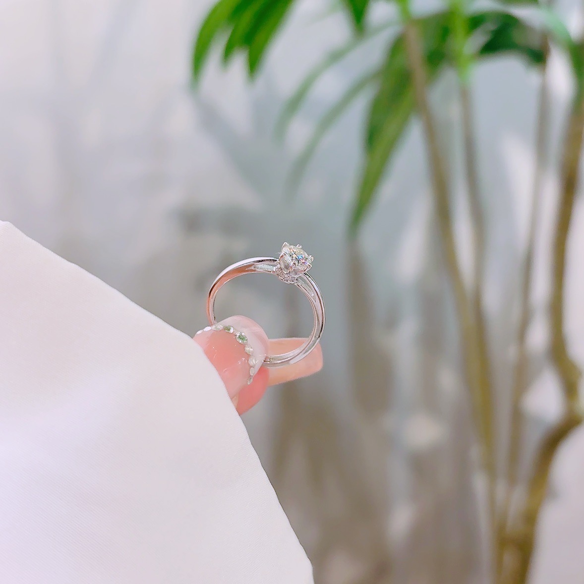 フレッシュS925スターリングシルバーモアッサナイトリングゴールド 婚姻届提出