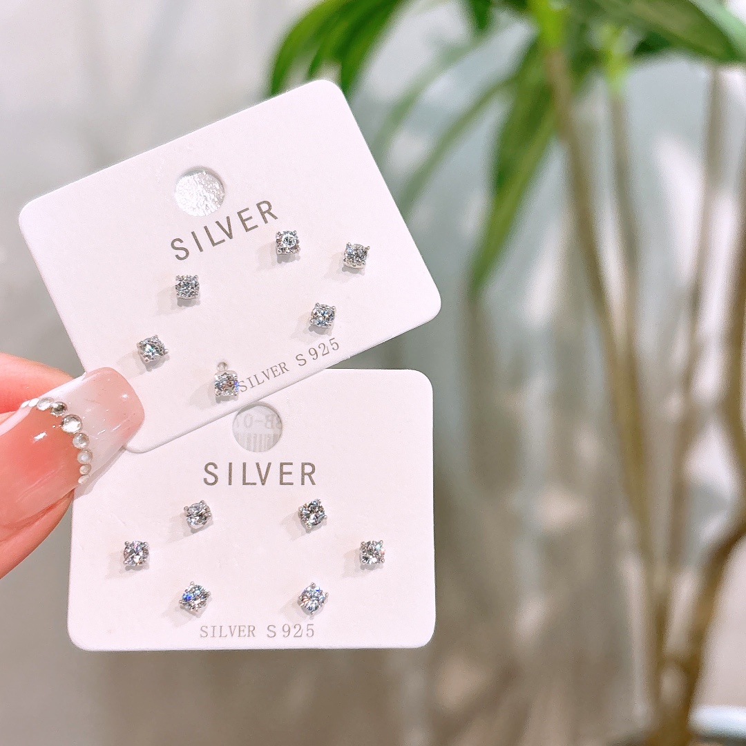 S925 Sterling Silver Earrings Soft Annual Party Silver