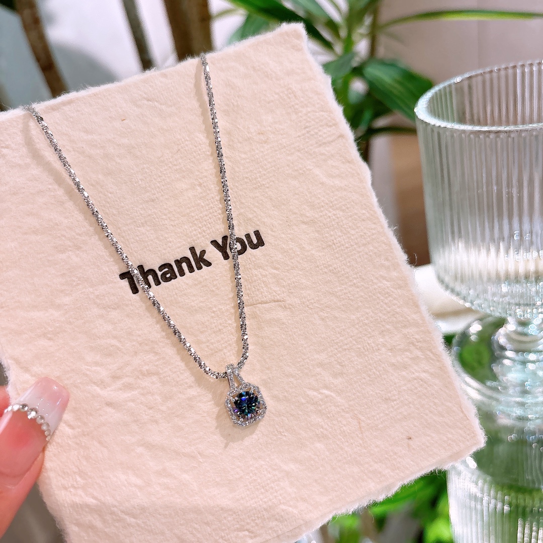 Solid Silver Moissanite Necklace Sweet Birthday Gold