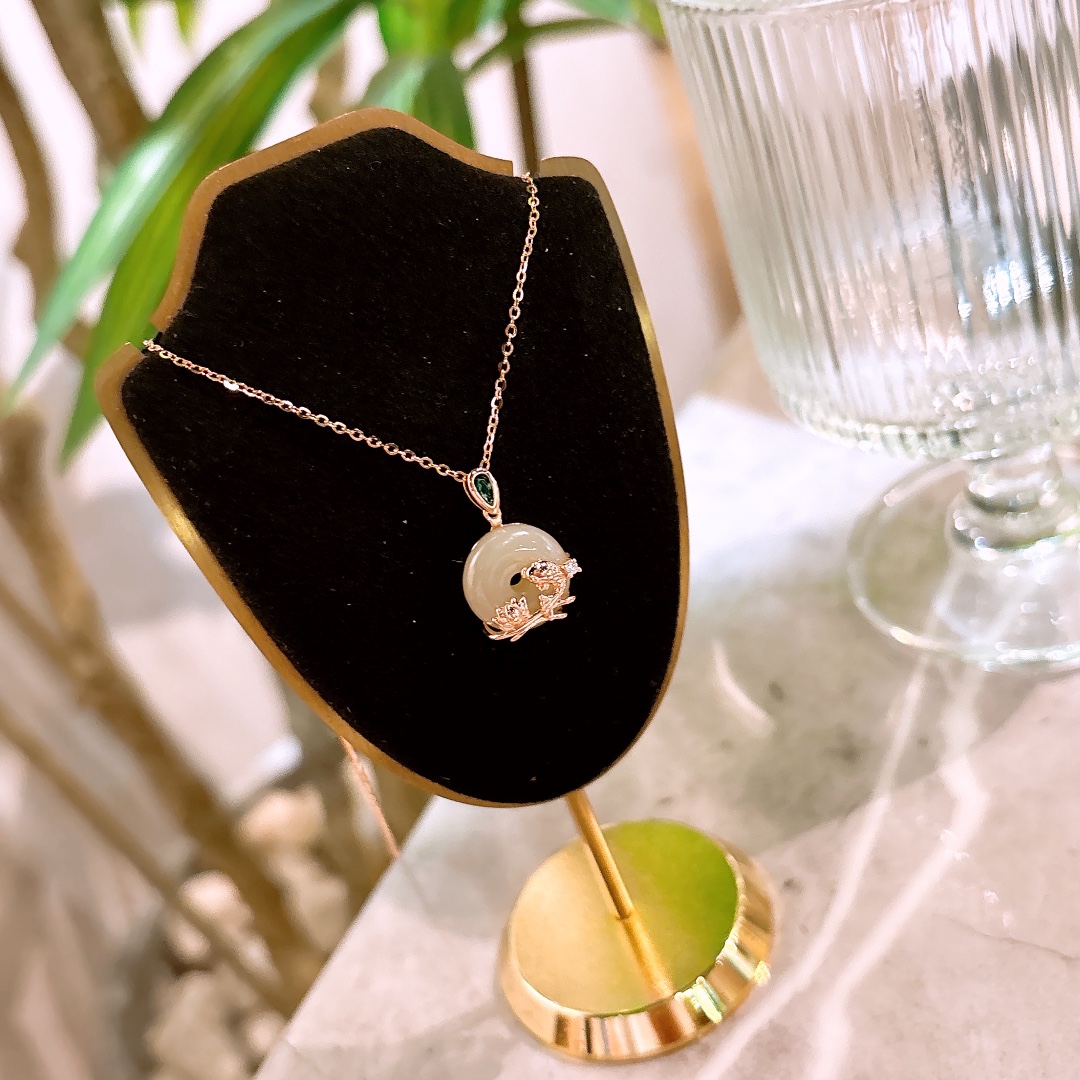 Low Allergy Silver Hetian Jade Necklace Precision Proposal Silver