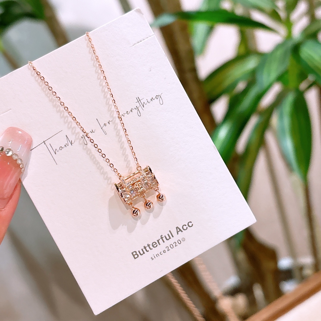 S925 Sterling Silver Necklace Forest Wedding Favor Gold