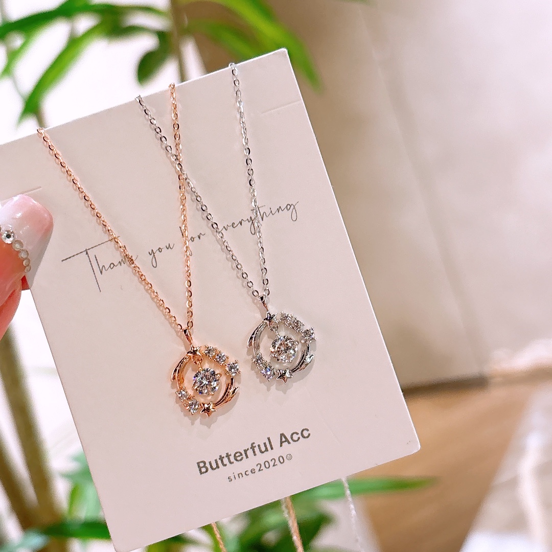 S925 Sterling Silver Moissanite Necklace Cute Teacher's Day Gold