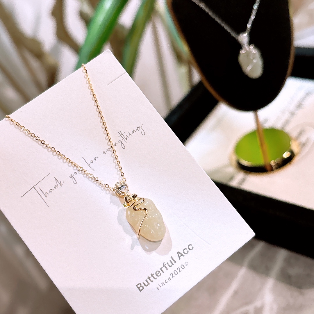 925 Silver Hetian Jade Necklace Girly Self-love Silver