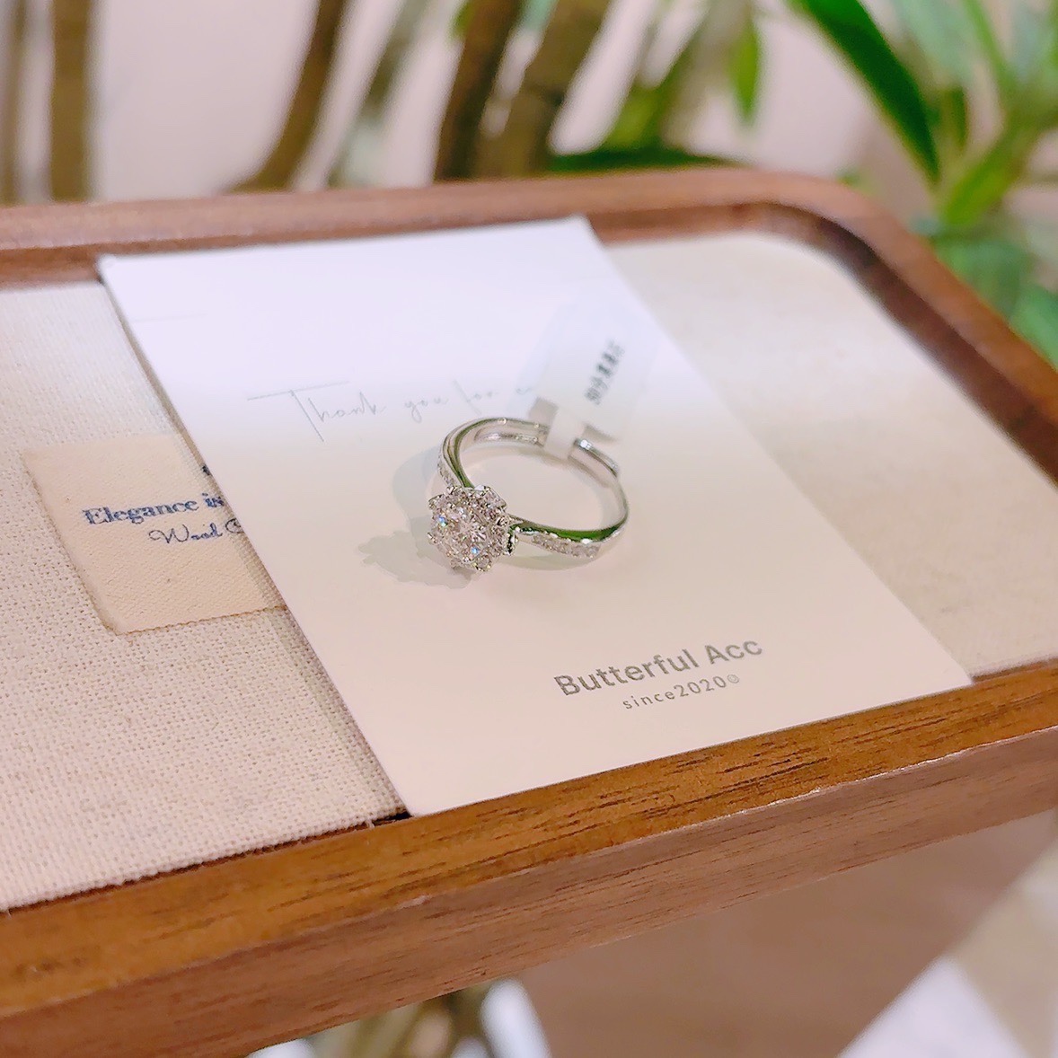 Fine Silver Moissanite Ring Ins Style Graduation Silver