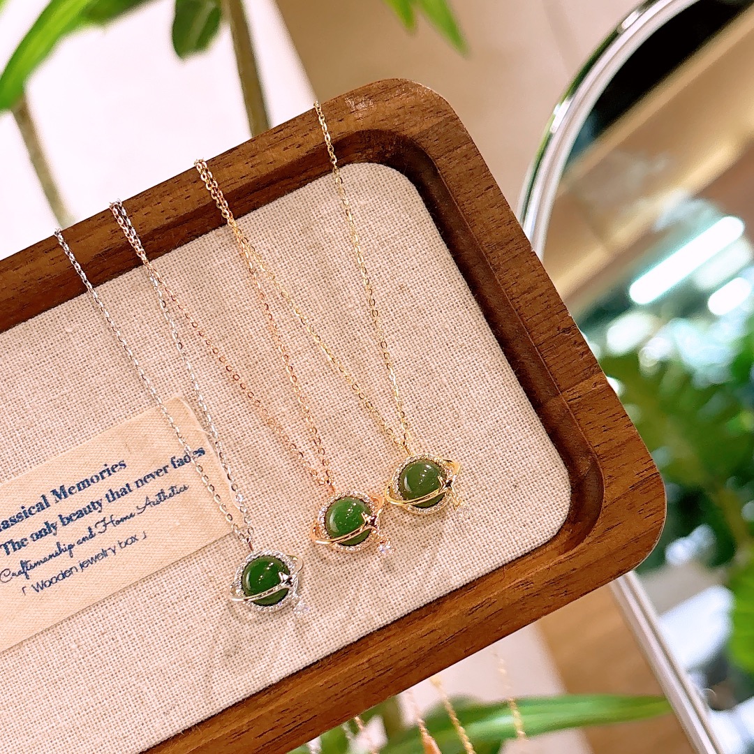 S925 Sterling Silver Jasper Necklace Artistic Birthday Silver