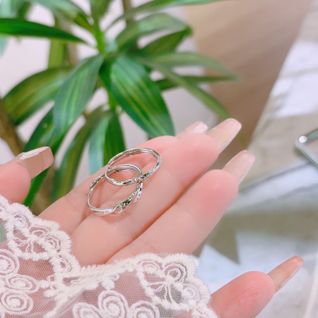 High Polish Silver Couple Rings Pure Graduation Gold