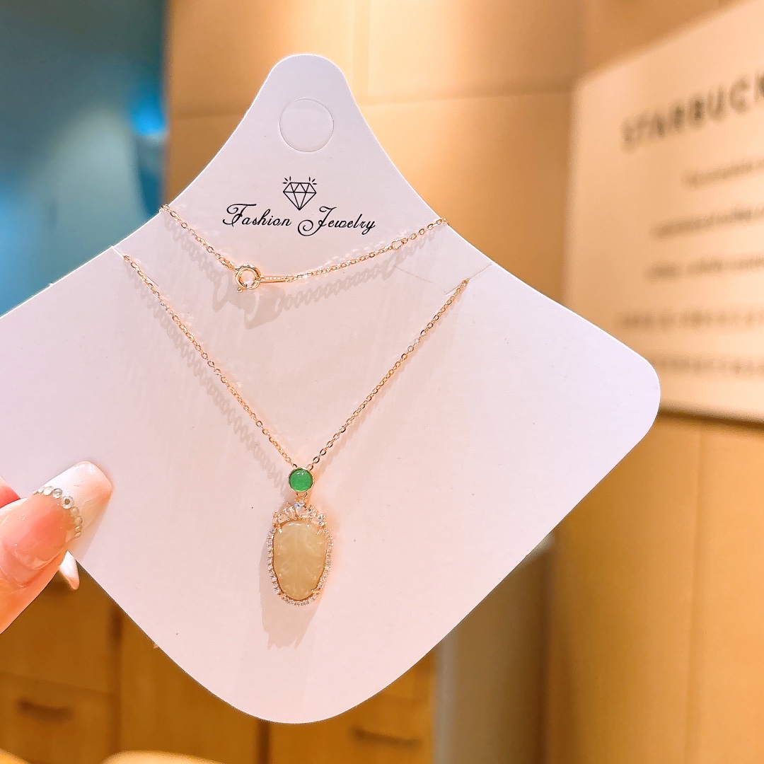 Solid Silver Hetian Jade Necklace Romantic Teacher's Day Silver