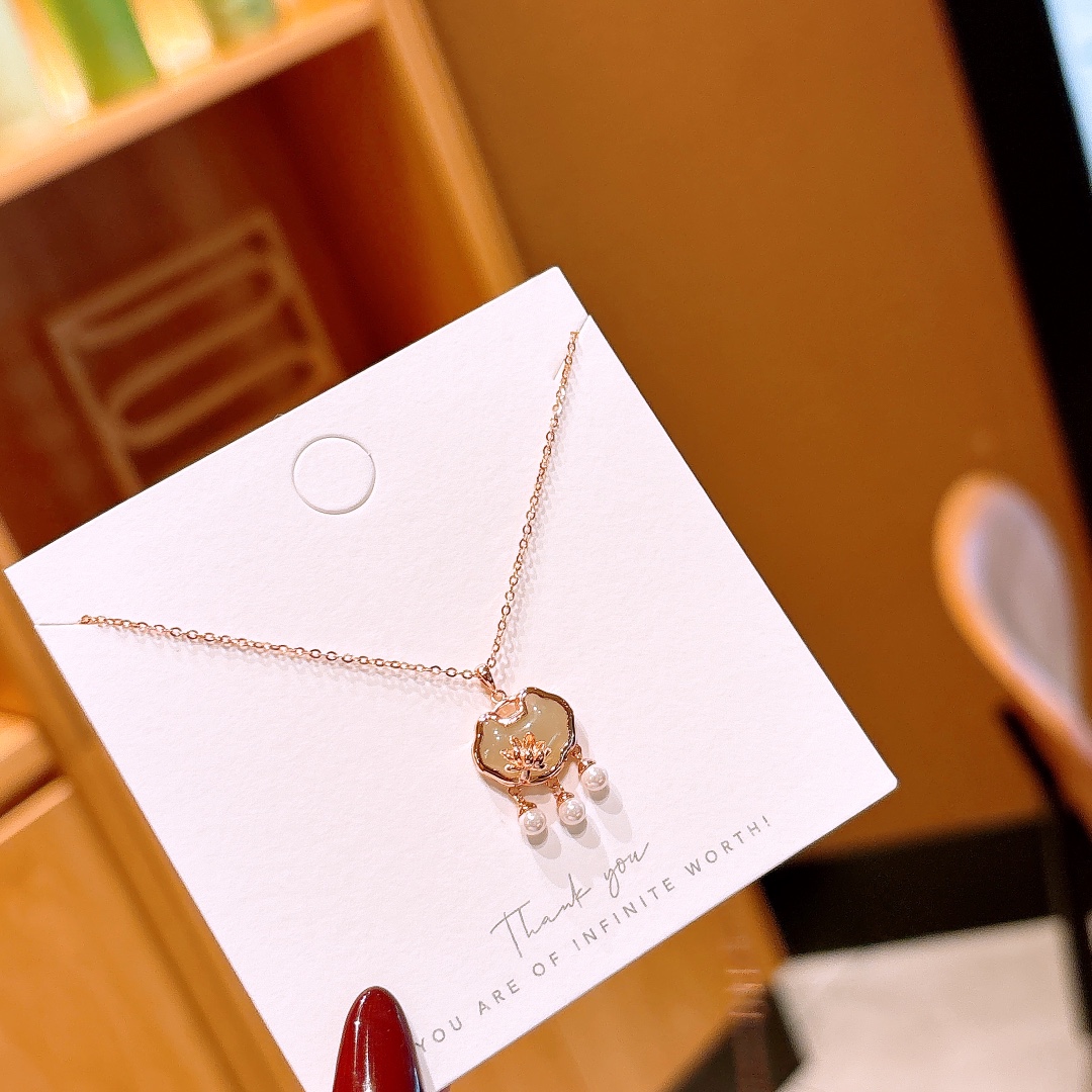 Nickel Free Silver Hetian Jade Necklace Sweet & Cool Anniversary