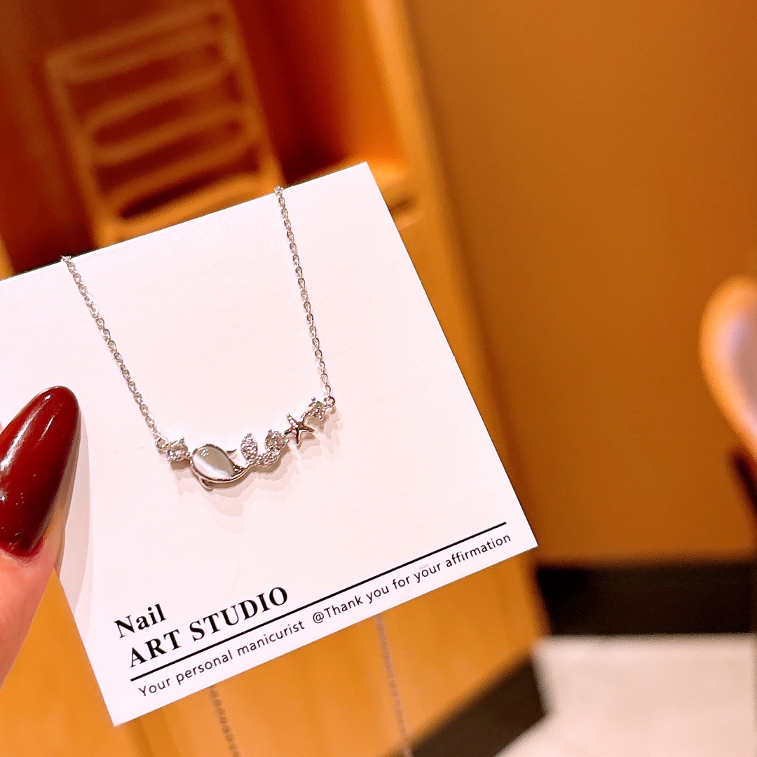 Hochglanzpoliertes Silber Kette Koreanischer Stil Büro Gold