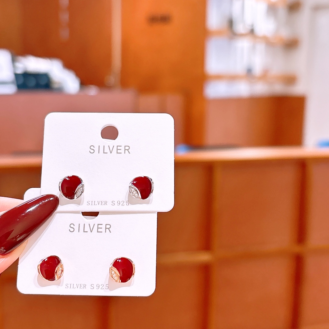 Solid Silver Earrings Korean Style Everyday Wear Gold